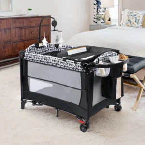 5-in-1 Baby Bassinet Bedside Sleeper, Portable Toddler Crib With Diaper Changing Station, Carry Bag, Cosleeper Bassinet Attach To Bed For Newborn To Toddlers