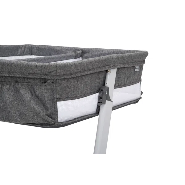 Simmons Kids By The Bed City Sleeper Bassinet for Twins - Height Adjustable Portable Crib, Gray Tweed - Image 3